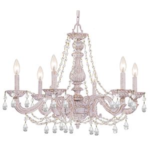 Crystorama Paris Market 6 Light 22 Inch Transitional Chandelier in Antique White with Clear Hand Cut Crystals