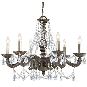 Crystorama Paris Market 6 Light 22 Inch Transitional Chandelier in Venetian Bronze with Clear Hand Cut Crystals