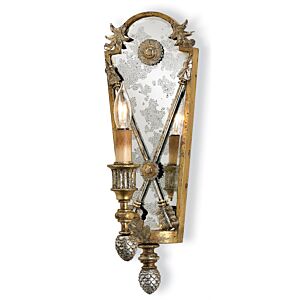 Lillian August 1-Light Wall Sconce in Gold Leaf with Majestic Silver Leaf with Antique Mirror