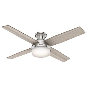 Hunter Dempsey Low Profile 2 Light 52 Inch Indoor Ceiling Fan in Brushed Nickel