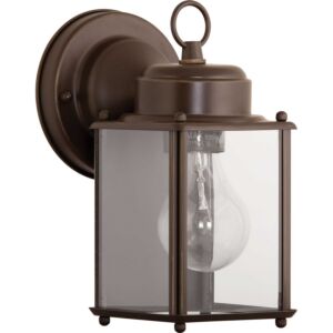 Flat Glass Lantern 1-Light Wall Lantern in Antique Bronze