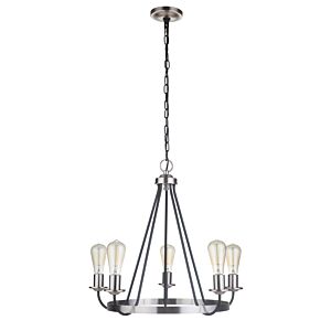 Craftmade Randolph 5-Light Transitional Chandelier in Flat Black with Brushed Polished Nickel