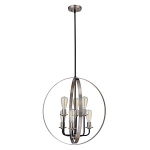 Craftmade Randolph 6 Light 24 Inch Foyer Light in Flat Black with Brushed Polished Nickel