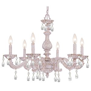 Crystorama Paris Market 6 Light 21 Inch Transitional Chandelier in Antique White with Clear Hand Cut Crystals