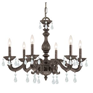 Crystorama Paris Market 6 Light 21 Inch Transitional Chandelier in Venetian Bronze with Clear Hand Cut Crystals