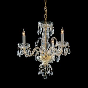 Crystorama Traditional Crystal 3 Light 18 Inch Mini Chandelier in Polished Brass with Clear Swarovski Strass Crystals