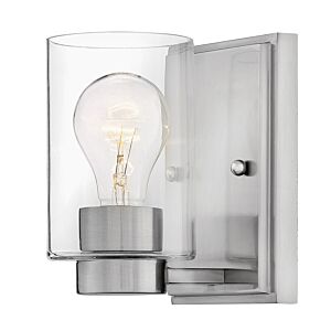 Hinkley Miley 1-Light Bathroom Vanity Light In Brushed Nickel With Clear Glass