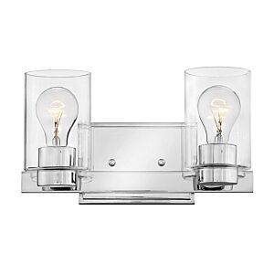Hinkley Miley 2-Light Bathroom Vanity Light In Chrome With Clear Glass