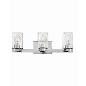 Hinkley Miley 3-Light Bathroom Vanity Light In Chrome With Clear Glass