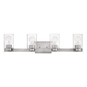 Hinkley Miley 4 Light Bathroom Vanity Light in Brushed Nickel with Clear Glass
