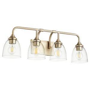 Quorum Enclave 4 Light 9 Inch Bathroom Vanity Light in Aged Brass with