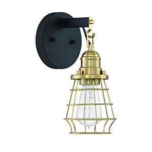 Craftmade Thatcher 11 Inch Wall Sconce in Flat Black with Satin Brass
