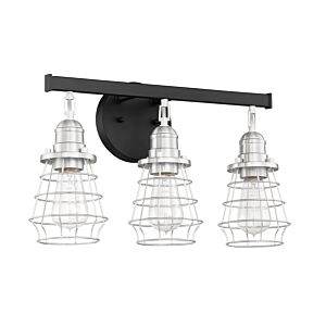Craftmade Thatcher 3 Light 19 Inch Bathroom Vanity Light in Flat Black with Brushed Polished Nickel