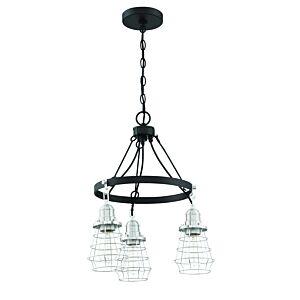 Craftmade Thatcher 3 Light Transitional Chandelier in Flat Black with Brushed Polished Nickel
