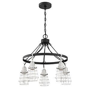 Craftmade Thatcher 5 Light Transitional Chandelier in Flat Black with Brushed Polished Nickel