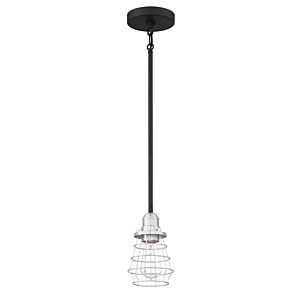 Craftmade Thatcher 9 Inch Mini Pendant in Flat Black with Brushed Polished Nickel