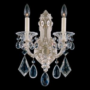 La Scala 2-Light Wall Sconce in Antique Silver with Clear Heritage Crystals