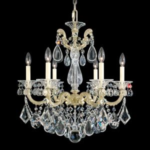 Schonbek La Scala 6 Light Chandelier in Antique Silver with Clear Heritage Crystals