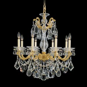 Schonbek La Scala 8 Light Chandelier in Heirloom Gold with Clear Heritage Crystals