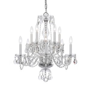 Crystorama Traditional Crystal 10 Light 25 Inch Traditional Chandelier in Polished Chrome with Clear Hand Cut Crystals