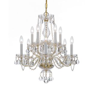 Crystorama Traditional Crystal 10 Light 25 Inch Traditional Chandelier in Polished Brass with Clear Hand Cut Crystals