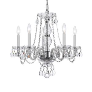 Crystorama Traditional Crystal 5 Light 22 Inch Traditional Chandelier in Polished Chrome with Clear Hand Cut Crystals