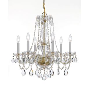 Crystorama Traditional Crystal 6 Light 25 Inch Traditional Chandelier in Polished Brass with Clear Hand Cut Crystals