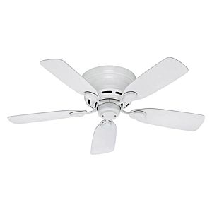 Hunter Low Profile IV 42 Inch Indoor Flush Mount Ceiling Fan in White