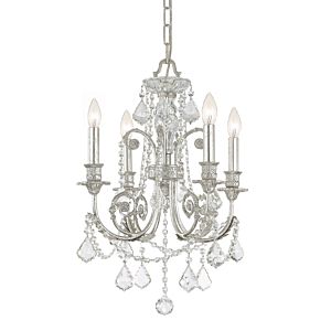 Crystorama Regis 4 Light 25 Inch Mini Chandelier in Olde Silver with Clear Swarovski Strass Crystals