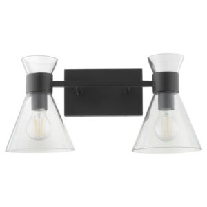 Beldar 2-Light Bathroom Vanity Light in Matte Black w with Clear Glass
