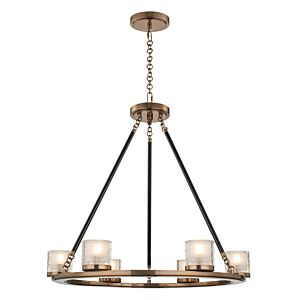 Kalco Library 6 Light Transitional Chandelier in Library Brass