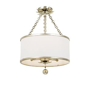 Crystorama Broche 3 Light 14 Inch Ceiling Light in Antique Silver