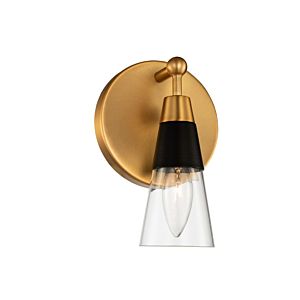  Ponti Bathroom Vanity Light in Matte Black with New Brass