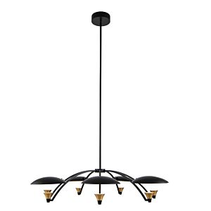 Kalco Redding Chandelier in Matte Black with White and Brass Accent