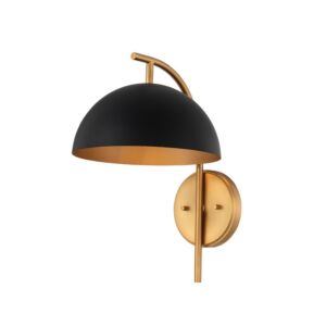 Marcel 1-Light Wall Sconce in Matte Black w with New Brass