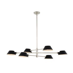 Bruno 6-Light Island Pendant in Matte Black w with Polished Nickel