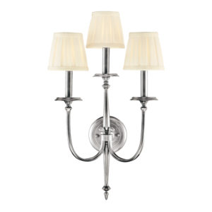 Hudson Valley Jefferson 3 Light 24 Inch Wall Sconce in Polished Nickel