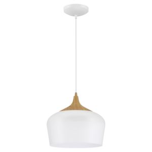 Blend Pendant in White with Wood Grain
