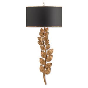 Currey & Company 2-Light 38" Birdwood Wall Sconce in Textured Gold Leaf and Satin Black