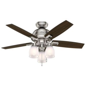 Hunter Donegan 3 Light 44 Inch Indoor Ceiling Fan in Brushed Nickel