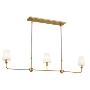Pallas 3-Light Linear Chandelier in Brushed Natural Brass