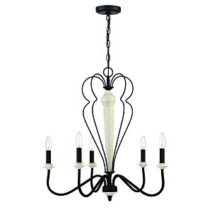 Craftmade Anna 5 Light Traditional Chandelier in Cottage White with Espresso