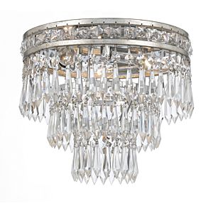 Crystorama Mercer 3 Light 11 Inch Ceiling Light in Olde Silver with Clear Hand Cut Crystals