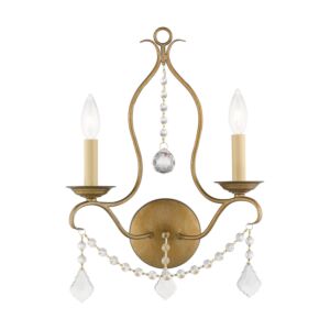 Chesterfield 2-Light Wall Sconce in Hand Applied Antique Gold Leaf