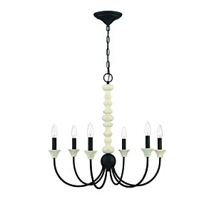 Craftmade Meadow Place 6-Light Traditional Chandelier in Cottage White with Espresso