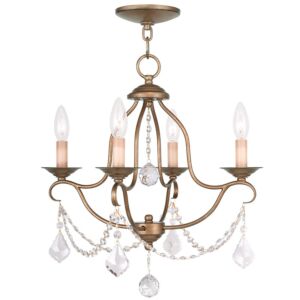 Chesterfield 4-Light Mini Chandelier in Hand Applied Antique Gold Leaf