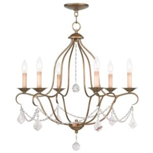 Chesterfield 6-Light Chandelier in Hand Applied Antique Gold Leaf