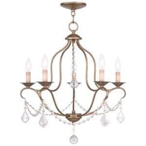 Chesterfield 5-Light Chandelier in Hand Applied Antique Gold Leaf