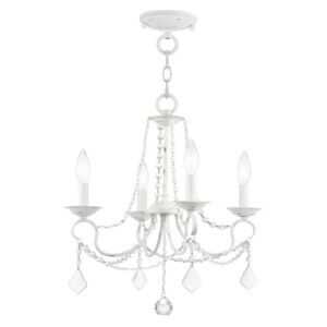 Pennington 4-Light Mini Chandelier with Ceiling Mount in Antique White