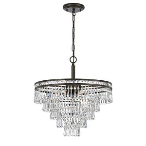 Crystorama Mercer 6 Light 18 Inch Traditional Chandelier in English Bronze with Hand Cut Crystal Crystals